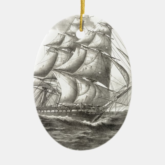 USS Constitution Ceramic Ornament (Front)
