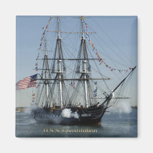 USS Constitution Firing Cannons Magnet