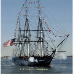 USS Constitution Firing Cannons Statuette<br><div class="desc">USS Constitution firing cannons. Old Ironsides heavy frigate.  More images at http://frontiernow.com  Please add your own text.</div>