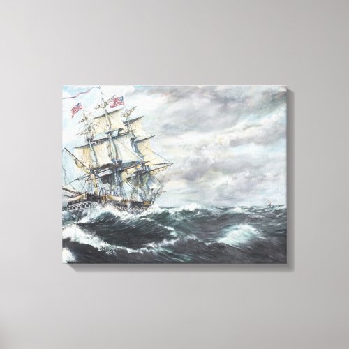 USS Constitution heads for HM Frigate Guerriere Canvas Print