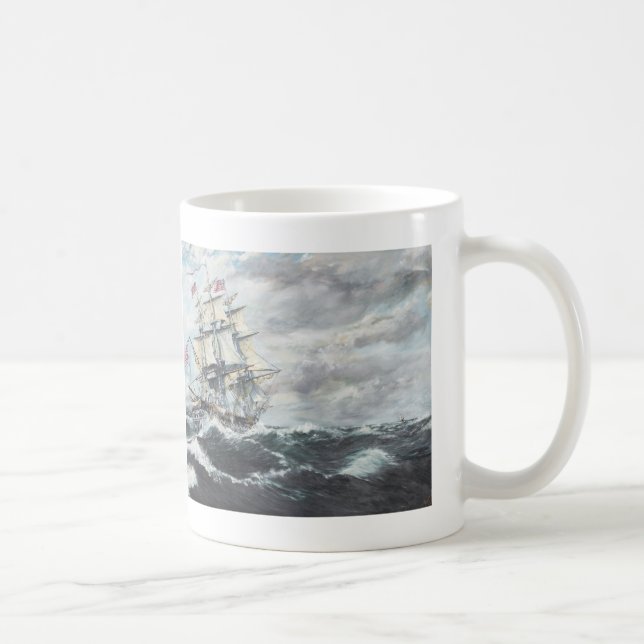 USS Constitution heads for HM Frigate Guerriere Coffee Mug (Right)