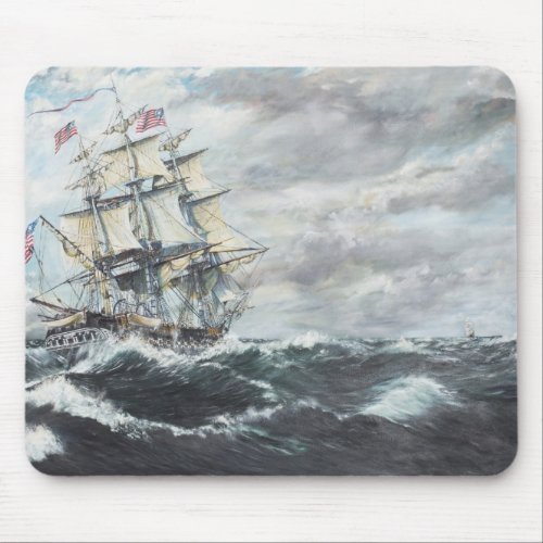 USS Constitution heads for HM Frigate Guerriere Mouse Pad