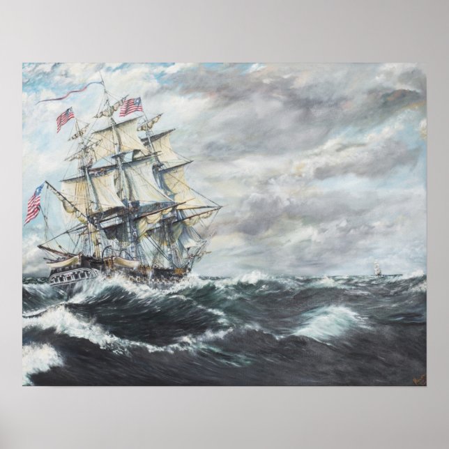 USS Constitution heads for HM Frigate Guerriere Poster (Front)