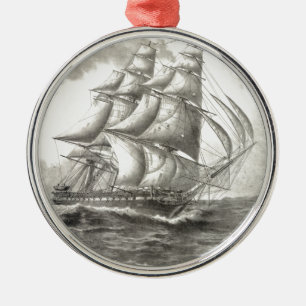 USS Constitution Metal Ornament