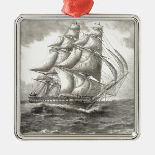 USS Constitution Metal Ornament