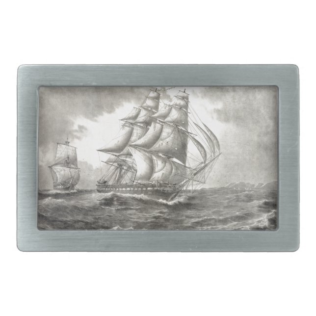 USS Constitution Rectangular Belt Buckle (Front)