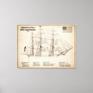 USS Constitution - Ship Blueprint Plans SD Canvas Print