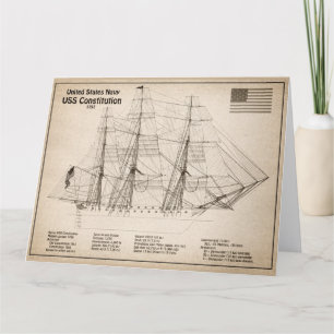 USS Constitution - Ship Blueprint Plans SD Thank You Card