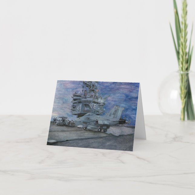 USS ENTERPRISE CVN-65 Flight Deck Letterpress Thank You Card (Front)