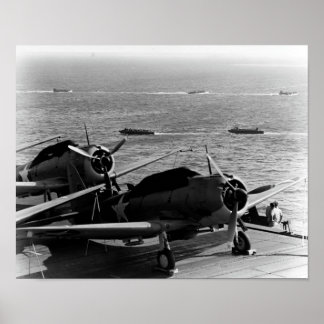 USS Enterprise Preparing For Guadalcanal Invasion  Poster