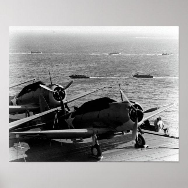 USS Enterprise Preparing For Guadalcanal Invasion  Poster (Front)