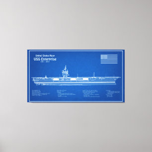 USS Enterprise - Ship Blueprint Plans ABD Canvas Print