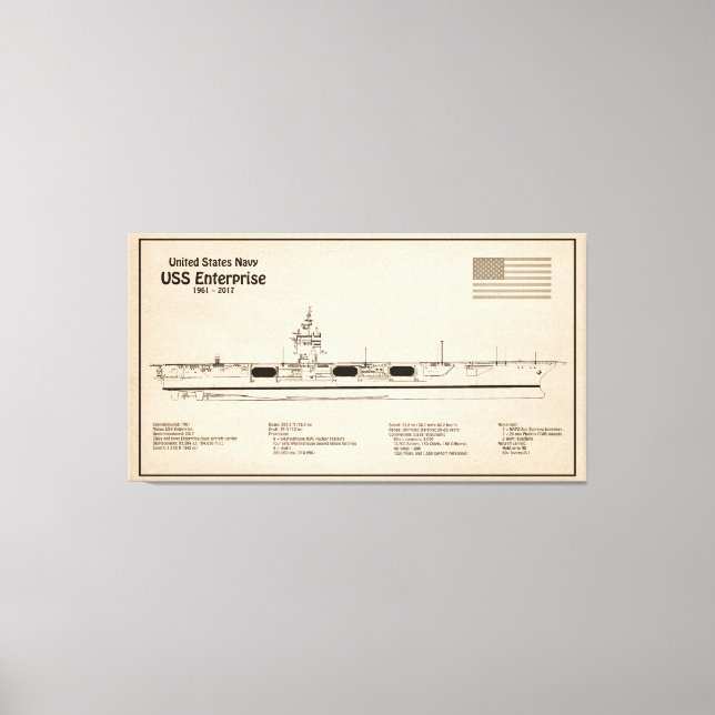 USS Enterprise - Ship Blueprint Plans SD Canvas Print (Front)