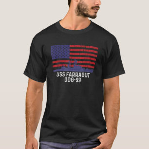 USS Farragut DDG 99 Ship Vintage American Flag T S T-Shirt