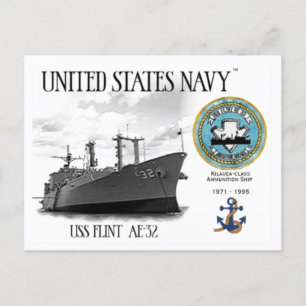 USS FLINT AE-32 AMMUNITION SHIP   -  Postcard