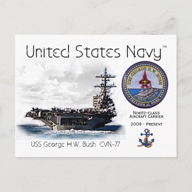 USS GEORGE H.W. BUSH AIRCRAFT CARRIER  -  Postcard (Front)