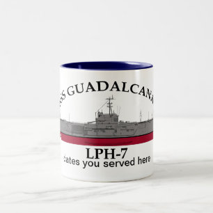 USS Guadalcanal, LPH-7, customisable dates served Two-Tone Coffee Mug