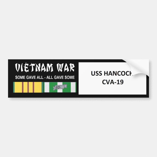 USS HANCOCK VIETNAM WAR VETERAN BUMPER STICKER (Front)
