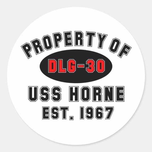 USS Horne DLG-30 Classic Round Sticker (Front)