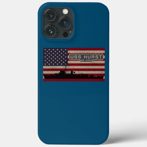 USS Hurst DE 250 WW2 Ship American Flag  iPhone 13 Pro Max Case