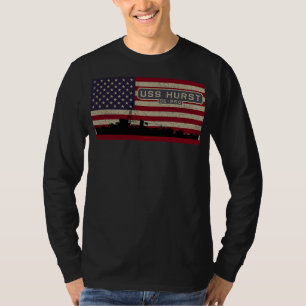 USS Hurst DE 250 WW2 Ship American Flag T-Shirt