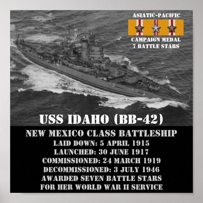 USS IDAHO (BB 42) POSTER