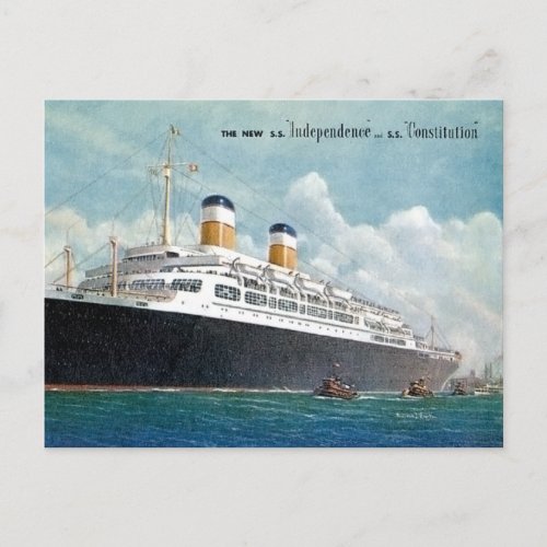 USS Independence  SS Constitution Vintage Postcard