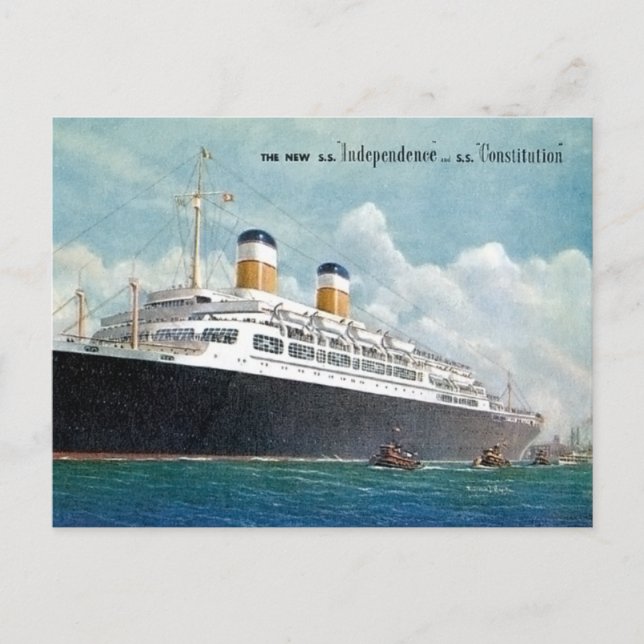 USS Independence & SS Constitution Vintage Postcard (Front)