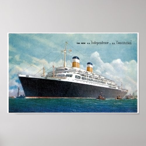 USS Independence  SS Constitution Vintage Poster