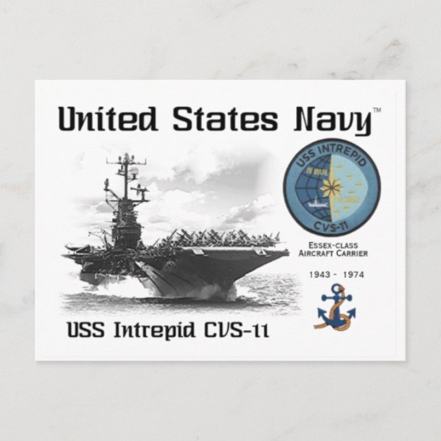 USS INTREPID CVS-11 AIRCRAFT CARRIER   -  Postcard (Front)