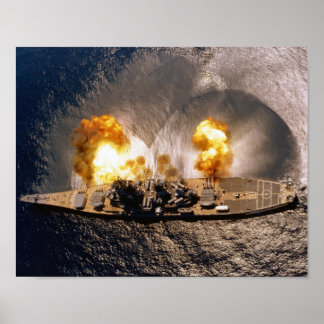 USS Iowa - Battleship Firing Broadside - 1984 Poster