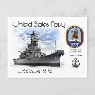 USS IOWA BB-61 BATTLESHIP - Postcard