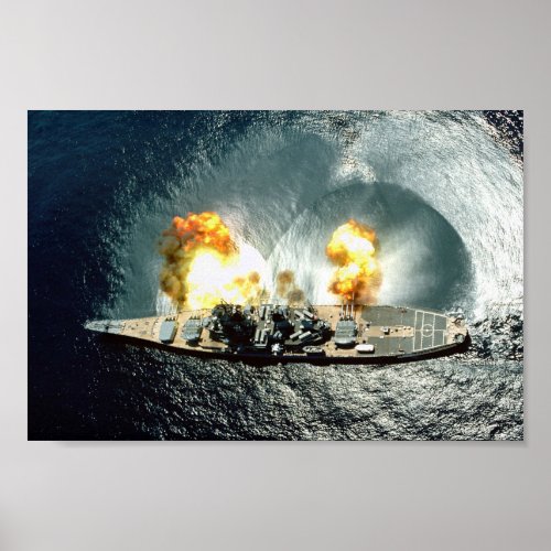 USS Iowa Firing A Full Broadside Poster