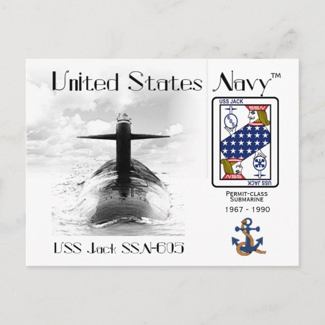 USS JACK SSN-605 SUBMARINE     - POSTCARD (Front)