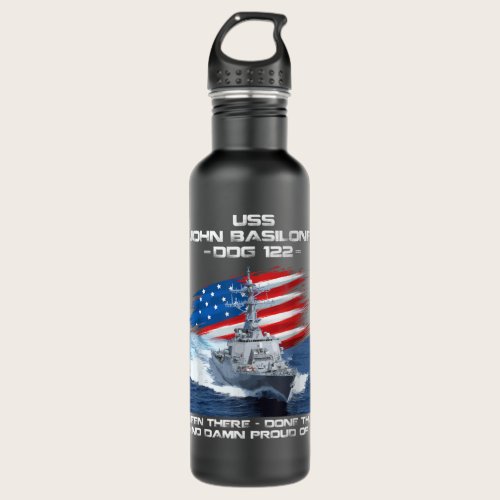 USS John Basilone DDG-122 Destroyer Ship USA Flag  Stainless Steel Water Bottle