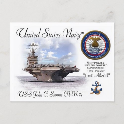 USS JOHN C STENNIS CVN_74 CARRIER  _  Postcard