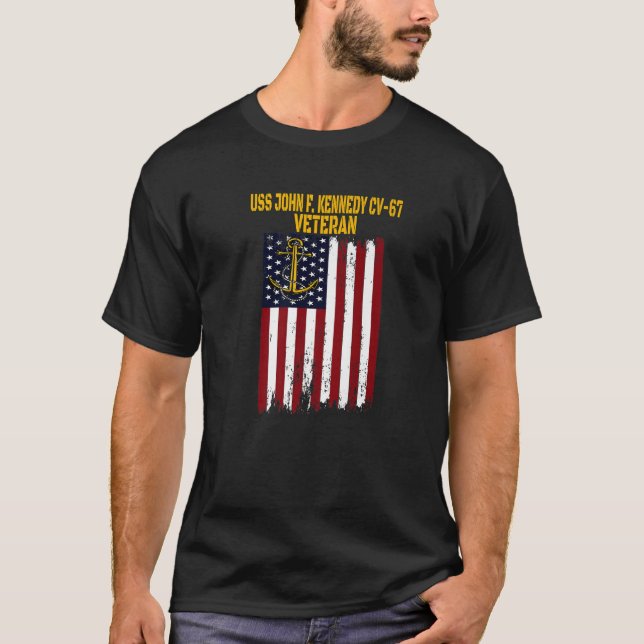 USS John F. Kennedy CV-67 Aircraft Carrier Veteran T-Shirt (Front)