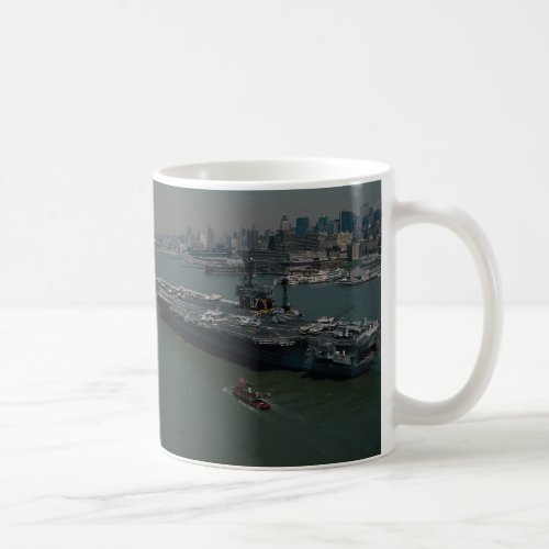 USS John F Kennedy entering New Yorks Hudson R Coffee Mug