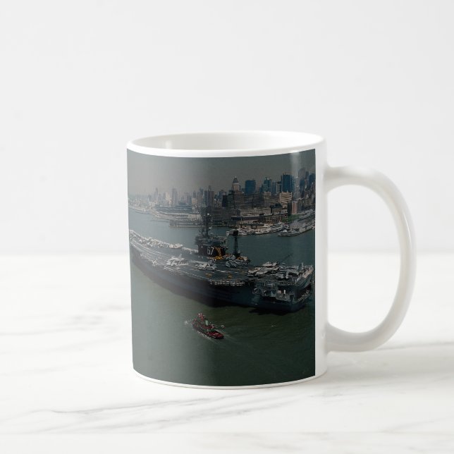 USS John F. Kennedy", entering New York's Hudson R Coffee Mug (Right)