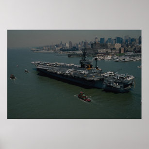 USS John F. Kennedy", entering New York's Hudson R Poster