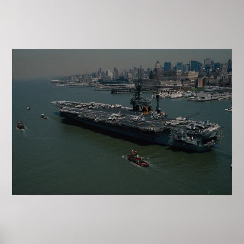 USS John F Kennedy entering New Yorks Hudson R Poster
