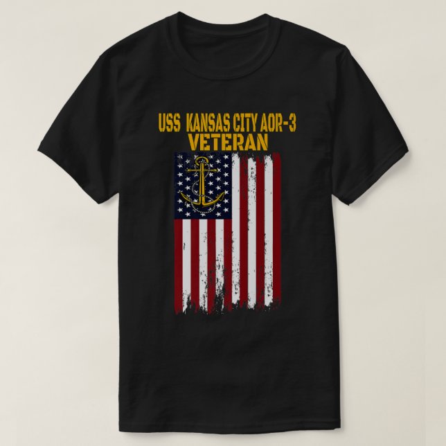 USS Kansas City AOR3 Replenishment Oiler Ship Vete T-Shirt (Design Front)