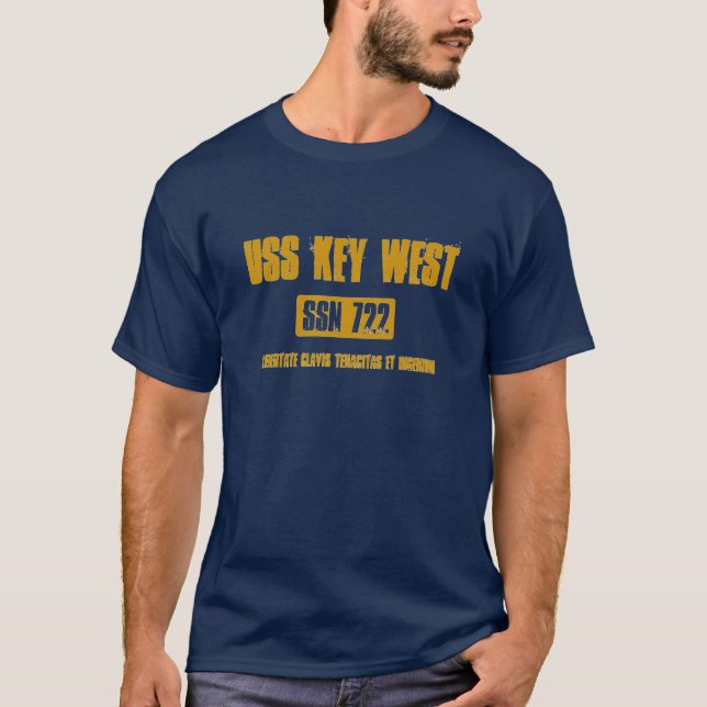 USS KEY WEST navy/gold t-shirt (Front)