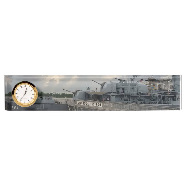 USS KIDD DD 661 Name Clock Desk Plate (Front)