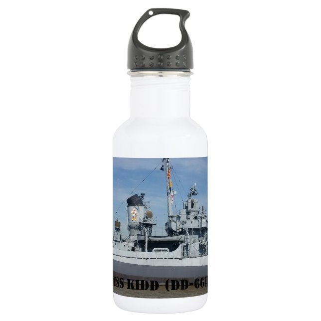 USS KIDD DD 661 STAINLESS STEEL WATER BOTTLE (Front)