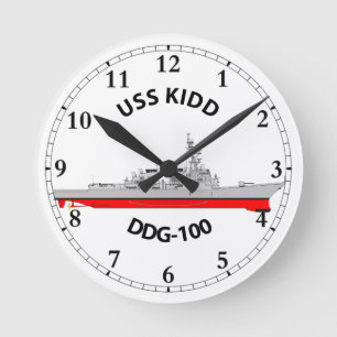 USS KIDD - DDG-100 - ARLEIGH BURKE ROUND CLOCK