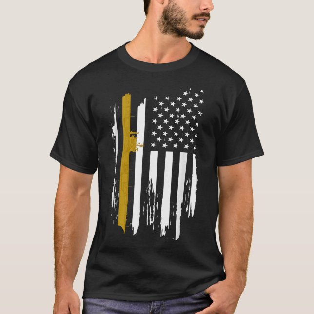 USS Kitty Hawk CV-63 Aircraft Carrier American Fla T-Shirt (Front)