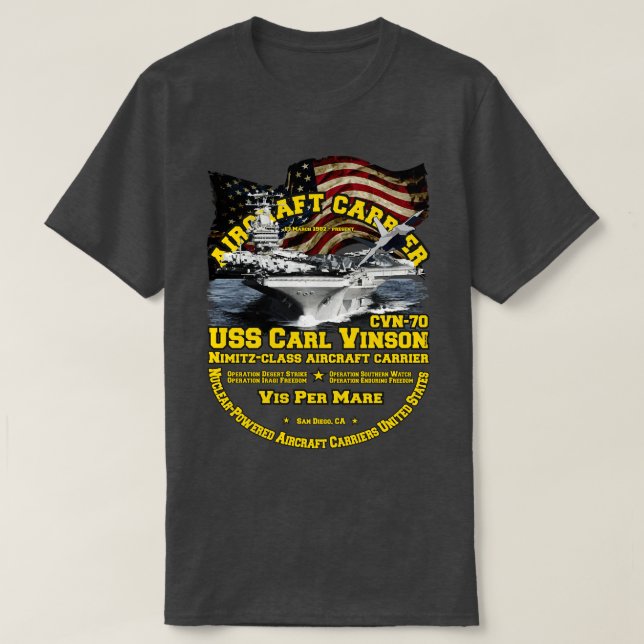 USS l Vinson CVN70 supercarrier T-Shirt (Design Front)