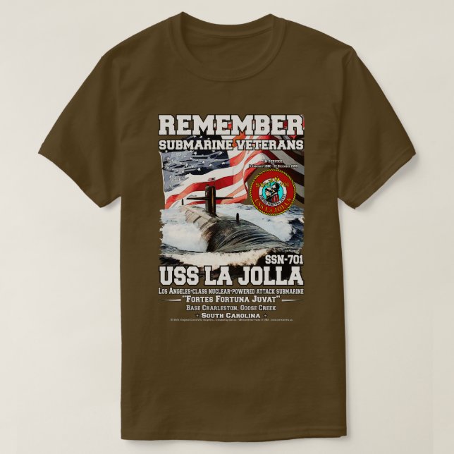 USS La Jolla SSN701 Submarine Veterans T-Shirt (Design Front)