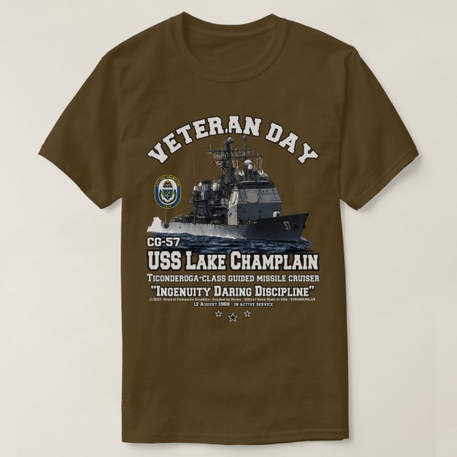 USS Lake Champlain CG57 Navy Cruiser veterans T-Shirt (Design Front)